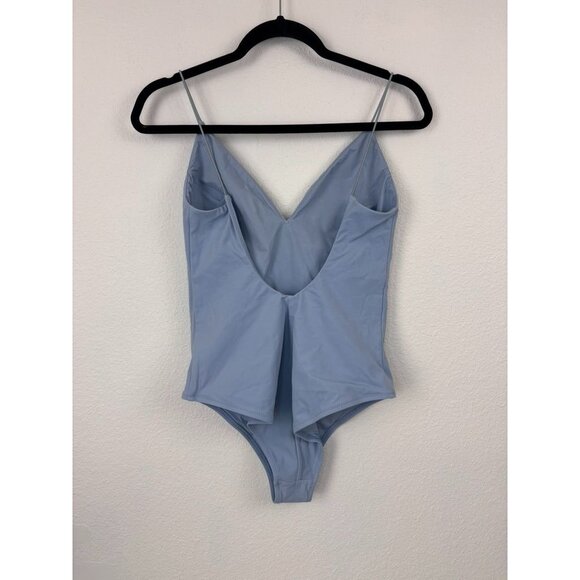 Reformation women's large mineral blue Rio one piece swim suit v-neck low back - Picture 5 of 8